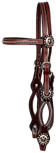 Showman Burgundy Leather Headstall and Reins w/ Texas Star Conchos and Split Cheeks Showman Burgundy Leather Headstall and Reins w/ Texas Star Conchos and Split Cheeks