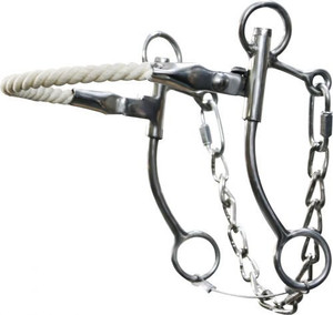 Showman Stainless Steel Hackamore w/ Rope Nose & 7" Cheeks