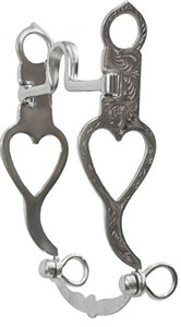 Showman Stainless Steel Bit w/ Fully Engraved Silver Open Heart Cheeks Showman Stainless Steel Bit w/ Fully Engraved Silver Open Heart Cheeks