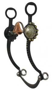 Showman Black Steel Show Bit w/ Silver Inlay & Concho Cheeks Showman Black Steel Show Bit w/ Silver Inlay & Concho Cheeks