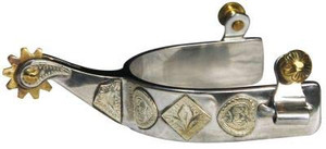 Showman Stainless Steel Spurs w/ Gold Engraved Poker Hand Showman Stainless Steel Spurs w/ Gold Engraved Poker Hand