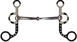 Showman Black Steel Bit w/ Silver Beads & Engraved Silver Accents