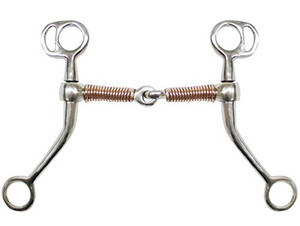 Showman Stainless Steel Tom Thumb Bit w/ 5" Copper Wrapped Snaffle Mouth Showman Stainless Steel Tom Thumb Bit w/ 5" Copper Wrapped Snaffle Mouth
