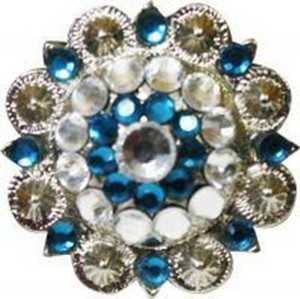 Silver Concho w/ Blue & Clear Crystal Rhinestones  Silver Concho w/ Blue & Clear Crystal Rhinestones