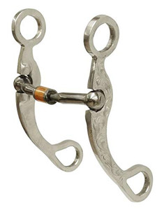 Showman Engraved Aluminum Shank Bit w/ Curved Mouth & Copper Roller Showman Engraved Aluminum Shank Bit w/ Curved Mouth & Copper Roller