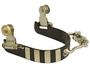 Showman Ladies Black Steel Bumper Spurs w/ Engraved Silver Bar Overlays Showman Ladies Black Steel Bumper Spurs w/ Engraved Silver Bar Overlays