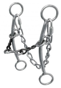 Showman Sweet Iron Twisted Mouth Bit w/ Dogbone & Curb Chain Showman Sweet Iron Twisted Mouth Bit w/ Dogbone & Curb Chain