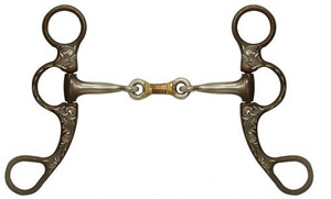 Showman Engraved Antique Brown Steel Bit w/ Dogbone Center Showman Engraved Antique Brown Steel Bit w/ Dogbone Center