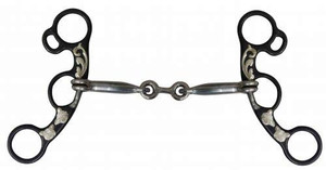 Showman 5.5" Dogbone Mouth Snaffle Bit w/ Copper Inlays Showman 5.5" Dogbone Mouth Snaffle Bit w/ Copper Inlays