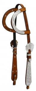 Showman Argentina Cow Leather Headstall w/ Engraved Silver Showman Argentina Cow Leather Headstall w/ Engraved Silver