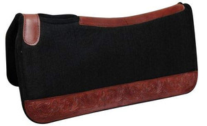 Showman 32" x 31" Contoured Felt Saddle Pad w/ Floral Tooled Wear Leathers
