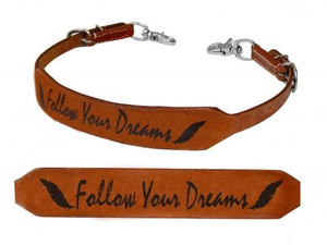 Showman "Follow Your Dreams" & Feather Branded Leather Wither Strap Showman "Follow Your Dreams" & Feather Branded Leather Wither Strap