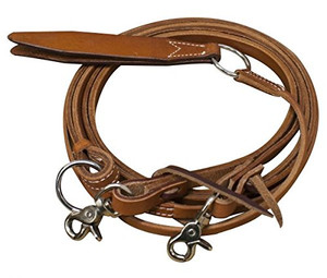 Showman 8' Argentina Cow Leather Romal Reins w/ Leather Popper Showman 8' Argentina Cow Leather Romal Reins w/ Leather Popper