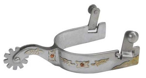Showman Stainless Steel Spurs w/ Gold Leaf Design Overlays Showman Stainless Steel Spurs w/ Gold Leaf Design Overlays