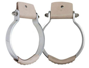 Showman Aluminum Oxbow Stirrups w/ Leather Covered Tread