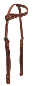 Showman Argentina Cow Leather Single Ear Headstall w/ Basket Weave Tooling