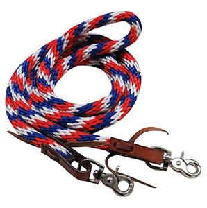 Showman 96" Red, White & Blue Braided Nylon Barrel Style Reins