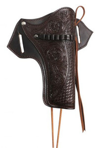 Showman 44/45 Caliber Leather Gun Holster w/ Basketweave & Floral Tooling Showman 44/45 Caliber Leather Gun Holster w/ Basketweave & Floral Tooling