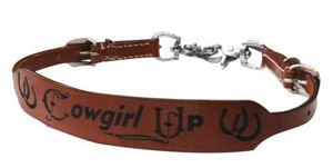 Showman "Cowgirl Up" & Horseshoe Design Branded Leather Wither Strap Showman "Cowgirl Up" & Horseshoe Design Branded Leather Wither Strap