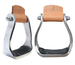 Showman Pony/Youth Size Polished Aluminum Stirrups w/ Rubber Tread