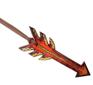 Leather Hand Painted Red & Metallic Gold Tie-On Arrow