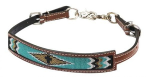 Showman Medium Oil Leather Wither Strap w/Beaded Cross Design Showman Medium Oil Leather Wither Strap w/Beaded Cross Design