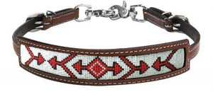 Showman Leather Wither Strap w/ Red, Black & White Beaded Arrow Design Showman Leather Wither Strap w/ Red, Black & White Beaded Arrow Design