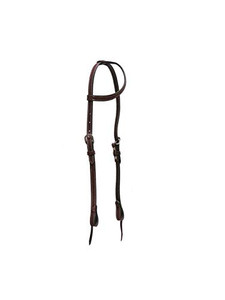 Showman Double Stitched Leather Single Ear Headstall w/ Tie On Bit Loops