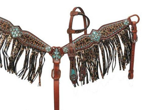 Showman Pony Bejeweled Metallic Leopard Print Headstall & Breast Collar Set Showman Pony Bejeweled Metallic Leopard Print Headstall & Breast Collar Set