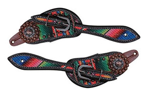 Showman Ladies Serape Print Chocolate Brown Leather Spur Straps Showman Ladies Serape Print Chocolate Brown Leather Spur Straps