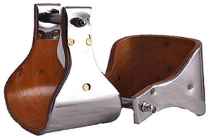 Showman Polished Stainless Steel Covered Wood Stirrups w/ 5" Tread Showman Polished Stainless Steel Covered Wood Stirrups w/ 5" Tread