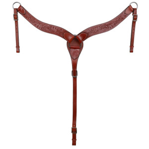 Showman Contoured Leather Breast Collar w/ Floral Tooling Showman Contoured Leather Breast Collar w/ Floral Tooling