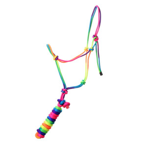 Rainbow Colored Cowboy Knot Halter w/ Lead Rainbow Colored Cowboy Knot Halter w/ Lead