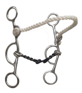 Showman Stainless Steel Combination Bit w/ Rope Nose & Dog Bone Mouth Showman Stainless Steel Combination Bit w/ Rope Nose & Dog Bone Mouth