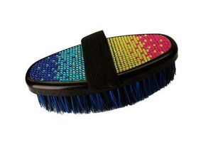 Showman Multi-Colored Crystal Rhinestone Medium Bristle Brush w/ Stretchy Handle