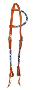 Showman Argentina Leather Single Ear Headstall w/ Beaded Navajo Design