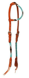 Showman Argentina Leather Single Ear Headstall w/ Beaded Navajo Cross Design Showman Argentina Leather Single Ear Headstall w/ Beaded Navajo Cross Design