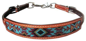Showman Medium Leather Wither Strap w/ Beaded Navajo Design  Showman Medium Leather Wither Strap w/ Beaded Navajo Design