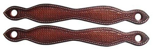 Showman Basketweave Tooled Leather Slobber Straps Showman Basketweave Tooled Leather Slobber Straps