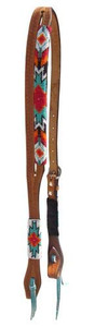Showman Argentina Cow Leather Split Ear Headstall w/ Aztec Beaded Design Showman Argentina Cow Leather Split Ear Headstall w/ Aztec Beaded Design