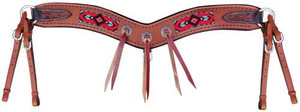 Showman Leather Tripping Collar w/ Red & Teal Beaded Navajo Design