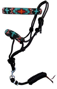 Showman Turquoise & Red Navajo Cross Beaded Nose Cowboy Knot Rope Halter w/ 7' Lead Showman Turquoise & Red Navajo Cross Beaded Nose Cowboy Knot Rope Halter w/ 7' Lead