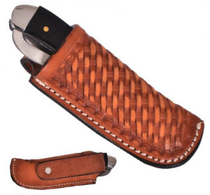 Showman Argentina Cow Leather Knife Sheath w/ Basket Weave Tooling