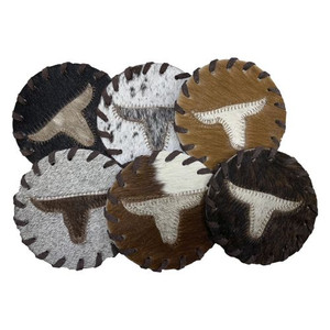 Texas Longhorn Cowhide Coasters