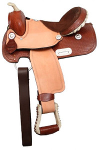 13" Double T Youth Saddle With 3/4" Half Breed Suede Leather Seat 13" Double T Youth Saddle With 3/4" Half Breed Suede Leather Seat