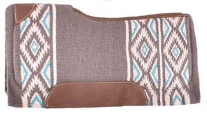Showman 34" x 36" Gray & Turquoise Navajo Print Memory Felt Bottom Saddle Pad Showman 34" x 36" Gray & Turquoise Navajo Print Memory Felt Bottom Saddle Pad