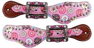 Showman Youth Donut Print Leather Spur Straps Showman Youth Donut Print Leather Spur Straps