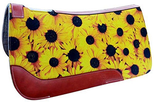 Showman 31" x 32" Sunflower Print Solid Felt Saddle Pad Showman 31" x 32" Sunflower Print Solid Felt Saddle Pad