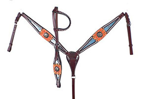 Showman Hand Painted Sunflower Single Ear Headstall & Breast Collar Set Showman Hand Painted Sunflower Single Ear Headstall & Breast Collar Set