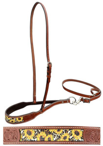 Showman Leather Noseband Tie Down w/ Sunflower & Cheetah Print Showman Leather Noseband Tie Down w/ Sunflower & Cheetah Print